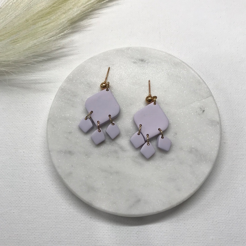 Chic Lavender Geometric Earrings
